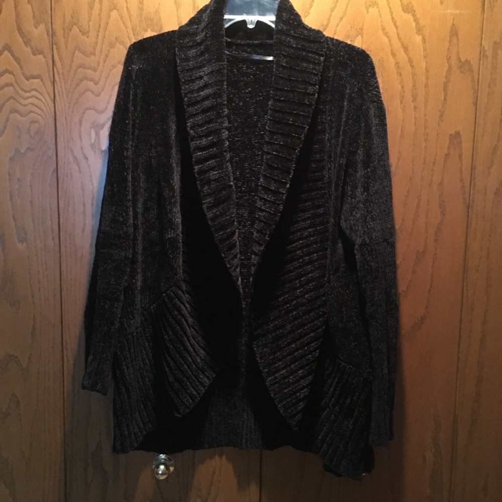Chenille black cardigan